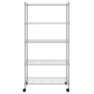 vidaXL Ραφιέρα 5 Επιπέδων με Τροχούς Χρωμέ 75x35x155 εκ. 250 κ.