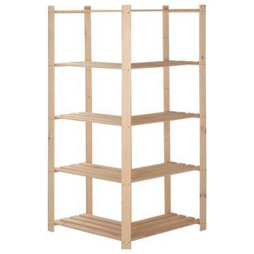 vidaXL Γωνιακή Ραφιέρα 5 Επιπέδων 82,5x82,5 x170 εκ. Μασίφ Ξύλο Πεύκου
