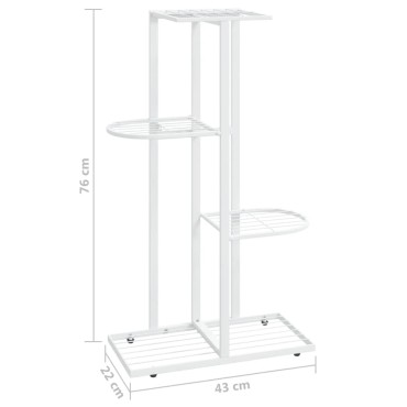 vidaXL Ανθοστήλη 4 Επιπέδων Λευκή 43 x 22 x 76 εκ. Μεταλλική
