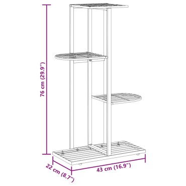 vidaXL Ανθοστήλη 4 Επιπέδων Λευκή 43 x 22 x 76 εκ. Μεταλλική