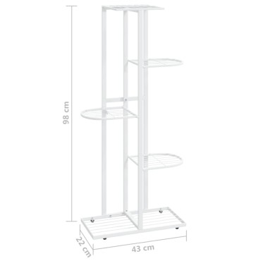 vidaXL Ανθοστήλη 5 Επιπέδων Λευκή 43 x 22 x 98 εκ. Μεταλλική