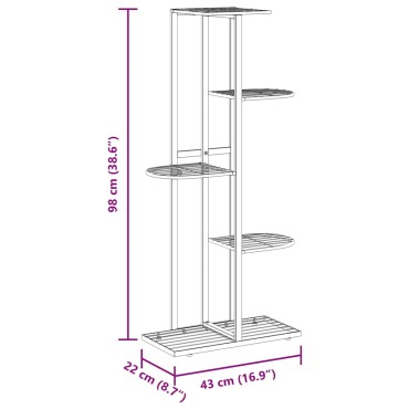 vidaXL Ανθοστήλη 5 Επιπέδων Λευκή 43 x 22 x 98 εκ. Μεταλλική