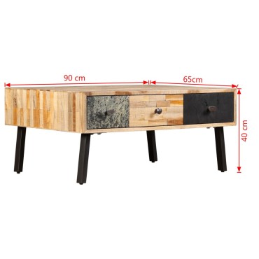 vidaXL Τραπεζάκι Σαλονιού 90x65x40cm Μασίφ Ανακυκλωμένο Ξύλο Teak 1 τεμ.