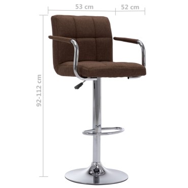vidaXL Καρέκλα Μπαρ Καφέ Υφασμάτινη 53x52x(92-112)cm 1 τεμ.
