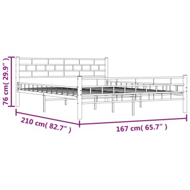 vidaXL Πλαίσιο Κρεβατιού Μαύρο 160x200cm Ατσάλινο 1 τεμ. - Διπλό