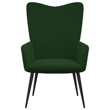 vidaXL Πολυθρόνα Relax Σκούρο Πράσινο Βελούδινη 61x70x96,5cm 1 τεμ.