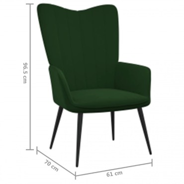 vidaXL Πολυθρόνα Relax Σκούρο Πράσινο Βελούδινη 61x70x96,5cm 1 τεμ.