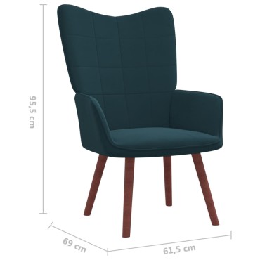 vidaXL Πολυθρόνα Relax Μπλε Βελούδινη 61,5x69x95,5cm 1 τεμ.