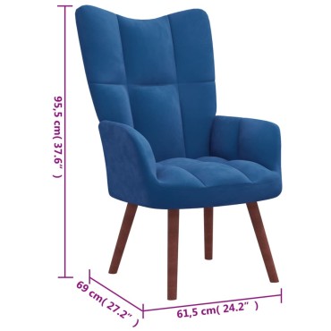 vidaXL Πολυθρόνα Relax Μπλε Βελούδινη 61,5x69x95,5cm 1 τεμ.