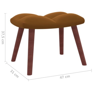 vidaXL Πολυθρόνα Relax Καφέ Βελούδινη με Σκαμπό 61,5x69x95,5cm 1 τεμ.