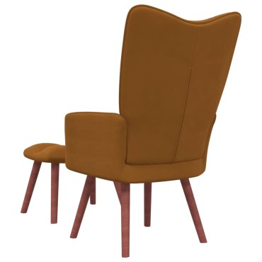 vidaXL Πολυθρόνα Relax Καφέ Βελούδινη με Σκαμπό 61,5x69x95,5cm 1 τεμ.