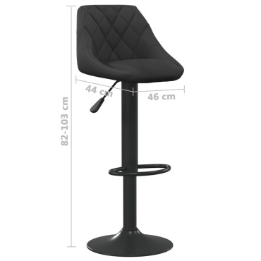 vidaXL Σκαμπό Μπαρ 2 τεμ. Μαύρα Βελούδινα 46x44x(82-103)cm