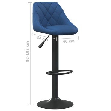 vidaXL Σκαμπό Μπαρ 2 τεμ. Μπλε Βελούδινα 46x44x(82-103)cm