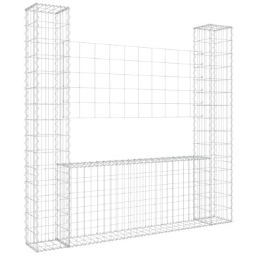 vidaXL Συρματοκιβώτιο σε U Σχήμα με 2 Στύλους 140x20x150cm Σιδερένιο