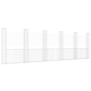 vidaXL Συρματοκιβώτιο σε U Σχήμα με 6 Στύλους 620x20x200cm Σιδερένιο