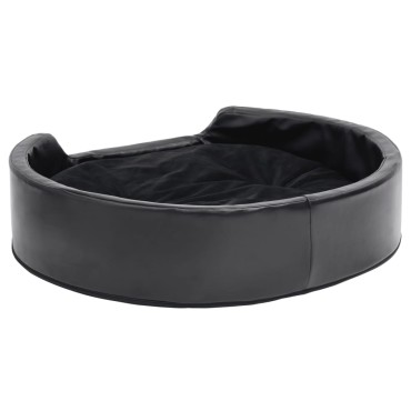vidaXL Κρεβάτι Σκύλου Μαύρο 79 x 70 x 19 εκ. Βελουτέ/Συνθετικό Δέρμα