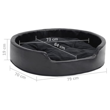 vidaXL Κρεβάτι Σκύλου Μαύρο 79 x 70 x 19 εκ. Βελουτέ/Συνθετικό Δέρμα