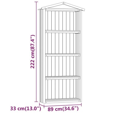 vidaXL Αποθήκη Εργαλείων Κήπου 87x33x222 εκ. Εμποτισμένο Ξύλο Πεύκου