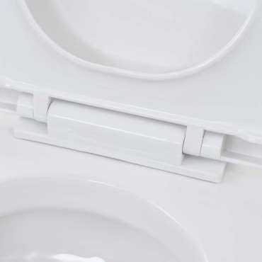vidaXL Λεκάνη Κρεμαστή Λευκή Κεραμική με Εντοιχιζόμενο Καζανάκι
