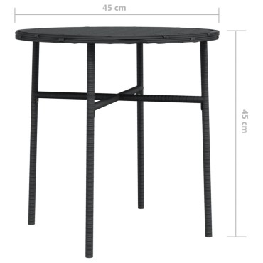 vidaXL Τραπεζάκι Μαύρο από Συνθετικό Ρατάν 45x45cm 1 τεμ.