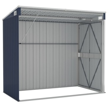 vidaXL Αποθήκη Κήπου Επιτοίχια Ανθρακί 118 x 194 x 178 εκ από Ατσάλι