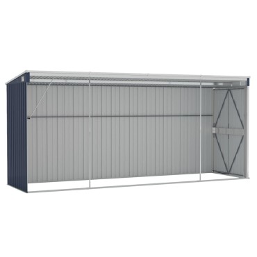 vidaXL Αποθήκη Κήπου Επιτοίχια Ανθρακί 118 x 382 x 178 εκ. από Ατσάλι