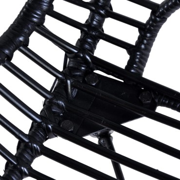 vidaXL Καρέκλες Τραπεζαρίας 6 τεμ. Μαύρες από Γνήσιο Ρατάν 48x64x85cm