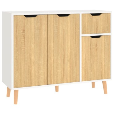 vidaXL Μπουφές Λευκός/Sonoma Δρυς 90x30x72cm Επεξεργασμένο Ξύλο 1 τεμ.