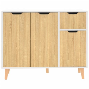 vidaXL Μπουφές Λευκός/Sonoma Δρυς 90x30x72cm Επεξεργασμένο Ξύλο 1 τεμ.