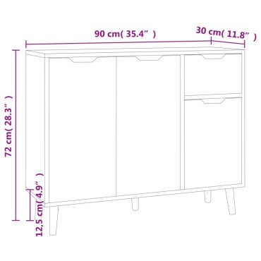 vidaXL Μπουφές Λευκός/Sonoma Δρυς 90x30x72cm Επεξεργασμένο Ξύλο 1 τεμ.