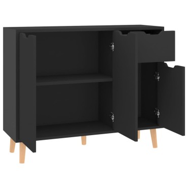 vidaXL Μπουφές Γυαλιστερό Μαύρο 90x30x72cm Επεξεργασμένο Ξύλο 1 τεμ.