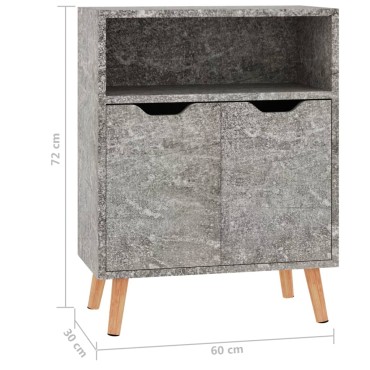 vidaXL Μπουφές Γκρι Σκυροδέματος 60x30x72cm Επεξεργασμένο Ξύλο 1 τεμ.