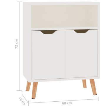 vidaXL Μπουφές Γυαλιστερό Λευκό 60x30x72cm από Επεξεργασμένο Ξύλο 1 τεμ.