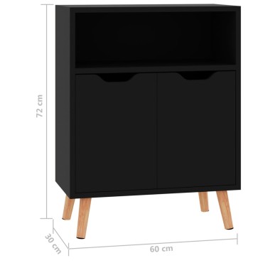 vidaXL Μπουφές Γυαλιστερό Μαύρο 60x30x72cm Επεξεργασμένο Ξύλο 1 τεμ.