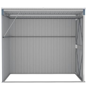 vidaXL Αποθήκη Κήπου Επιτοίχια Γκρι 118x194x178 εκ από Γαλβ. Ατσάλι