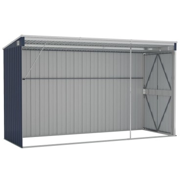 vidaXL Αποθήκη Κήπου Επιτοίχια Ανθρακί 118 x 288 x 178 εκ από Ατσάλι