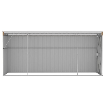 vidaXL Αποθήκη Κήπου Επιτοίχια Καφέ 118x382x178 εκ. από Γαλβ. Ατσάλι