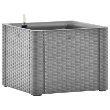 vidaXL Ζαρντινιέρα Κήπου Γκρι 43x43x33 εκ. με Αυτόματο Πότισμα