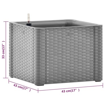 vidaXL Ζαρντινιέρα Κήπου Γκρι 43x43x33 εκ. με Αυτόματο Πότισμα