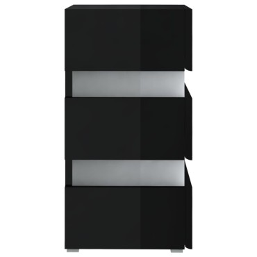 vidaXL Κομοδίνο με LED Γυαλιστερό Μαύρο 45x35x67cm Επεξεργασμ. Ξύλο 1 τεμ.