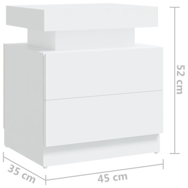 vidaXL Κομοδίνο Λευκό 40x35x52cm από Επεξεργ. Ξύλο 1 τεμ.