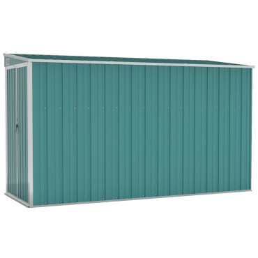 vidaXL Αποθήκη Κήπου Επιτοίχια Πράσινη 118x288x178 εκ από Γαλβ. Ατσάλι