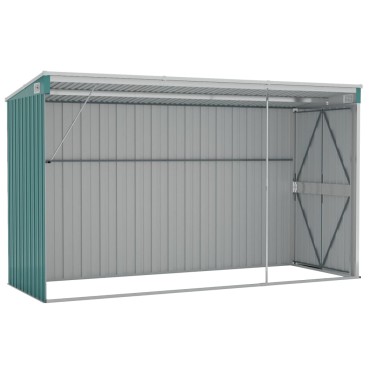 vidaXL Αποθήκη Κήπου Επιτοίχια Πράσινη 118x288x178 εκ από Γαλβ. Ατσάλι