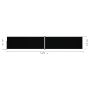 vidaXL Σκίαστρο Πλαϊνό Συρόμενο Μαύρο 180 x 1000 εκ.