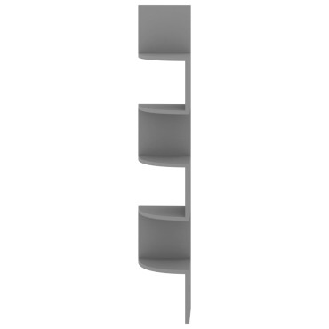 vidaXL Γωνιακή Ραφιέρα Τοίχου Γκρι 19x19x123cm από Επεξ. Ξύλο 1 τεμ.