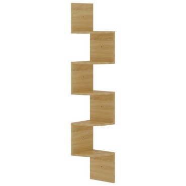 vidaXL Γωνιακή Ραφιέρα Τοίχου Sonoma Δρύς 19x19x123cm από Επεξ. Ξύλο 1 τεμ.