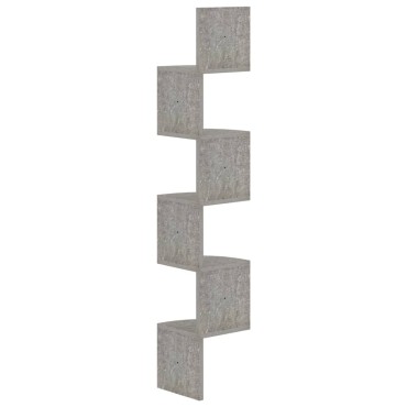 vidaXL Γωνιακή Ραφιέρα Τοίχου Γκρι Σκυρ. 19x19x123cm από Επεξ. Ξύλο 1 τεμ.