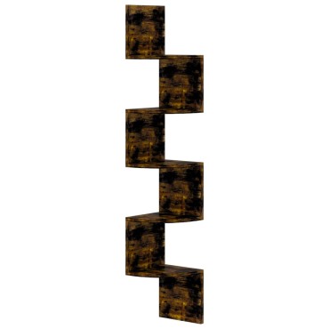 vidaXL Γωνιακή Ραφιέρα Τοίχου Καπνιστή Δρύς 19x19x123cm από Επεξ. Ξύλο 1 τεμ.