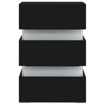 vidaXL Κομοδίνο με LED Μαύρο 45x35x67cm από Επεξεργασμένο Ξύλο 1 τεμ.