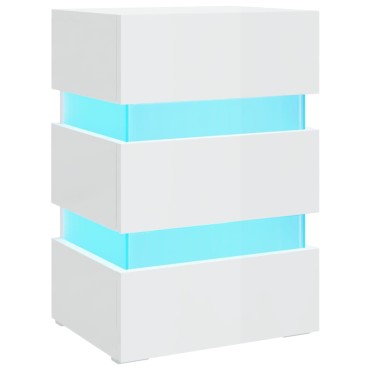 vidaXL Κομοδίνο με LED Γυαλιστερό Λευκό 45x35x67cm Επεξεργασμ. Ξύλο 1 τεμ.